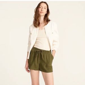 J Crew Olive Linen Shorts